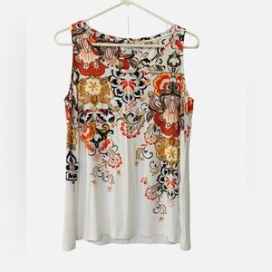 Chico's Sleeveless Vibrant Floral Tank Top Multicolor Paisley Print Sz M